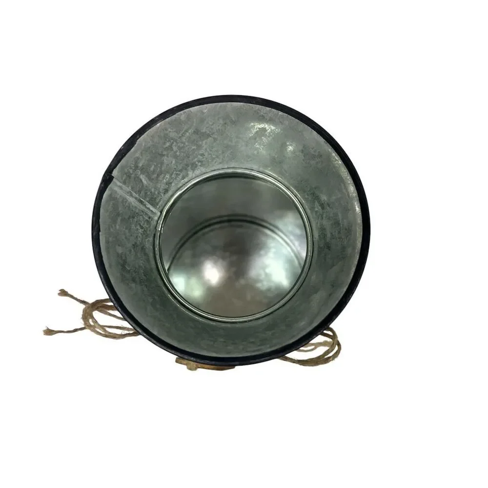 Rustic Farmhouse Galvanized Metal Milk Can Vase with Thankful Tag